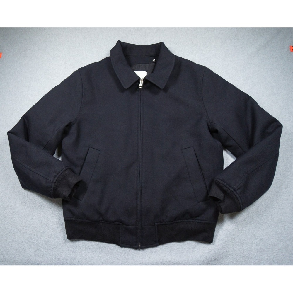 Sandro Jacket Mens Small Black Bomber Wool Blend Full Zip Luxury Outdoors Casual
